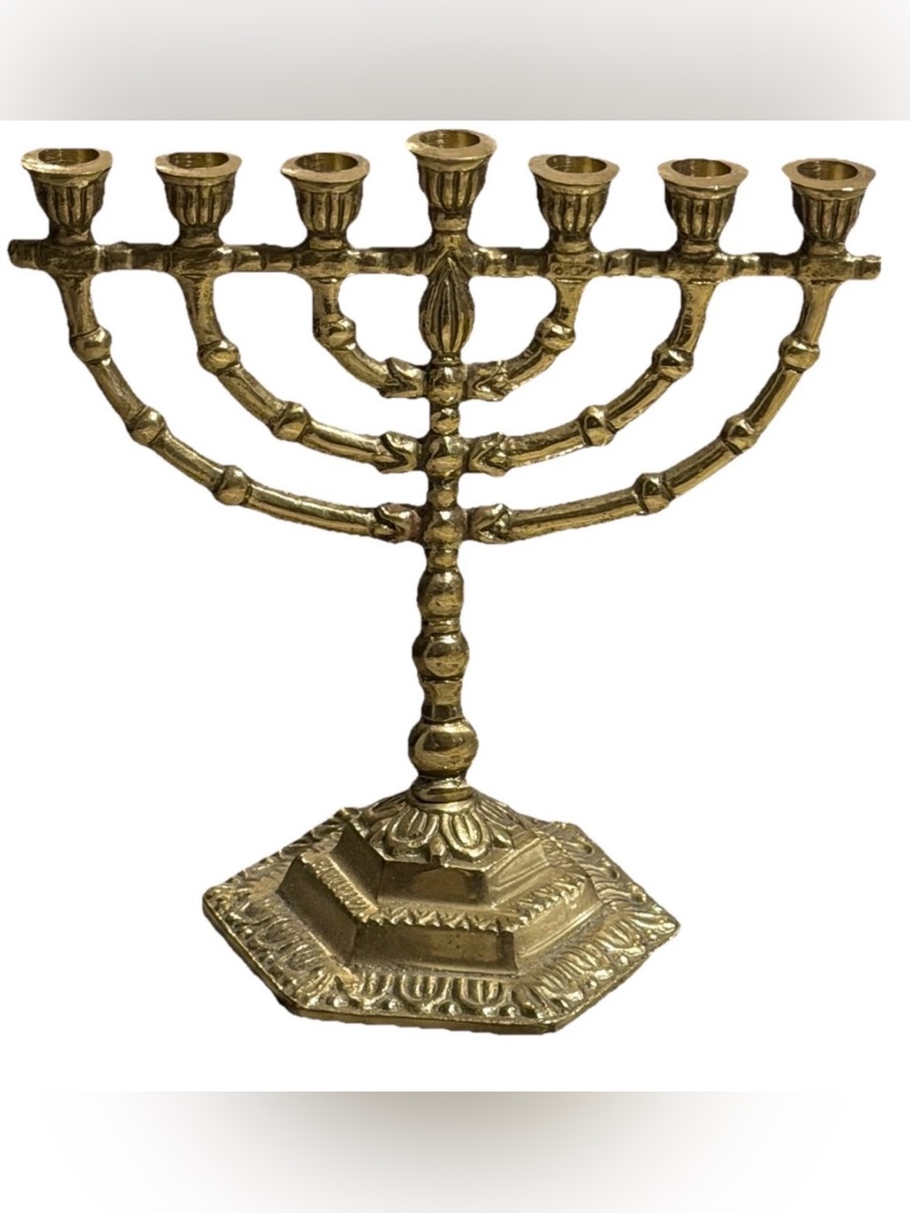 Menorah - 7 Branches Jerusalem Temple Menorah Brass/Copper  5” Israel